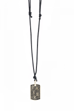 PATER necklace in 925° platinum-plated silver with black cord (AGI263 C-O)